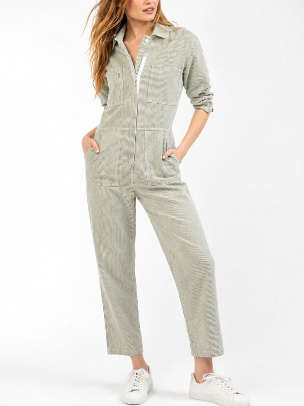 Outerknown Women’s Station Striped Zip-Up Jumpsuit Large